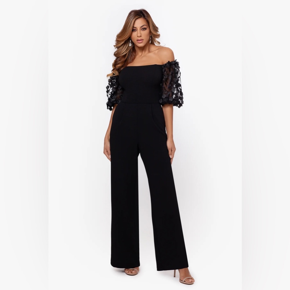 "BELLE" OFF THE SHOULDER SCUBA CREPE JUMPSUIT
